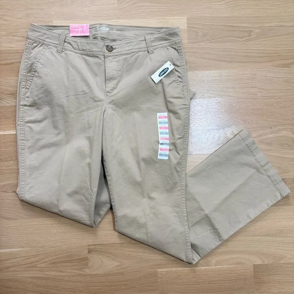 OLD NAVY NWT Women’s Bootcut Khaki Pants High Rise Tan Beige Size 12